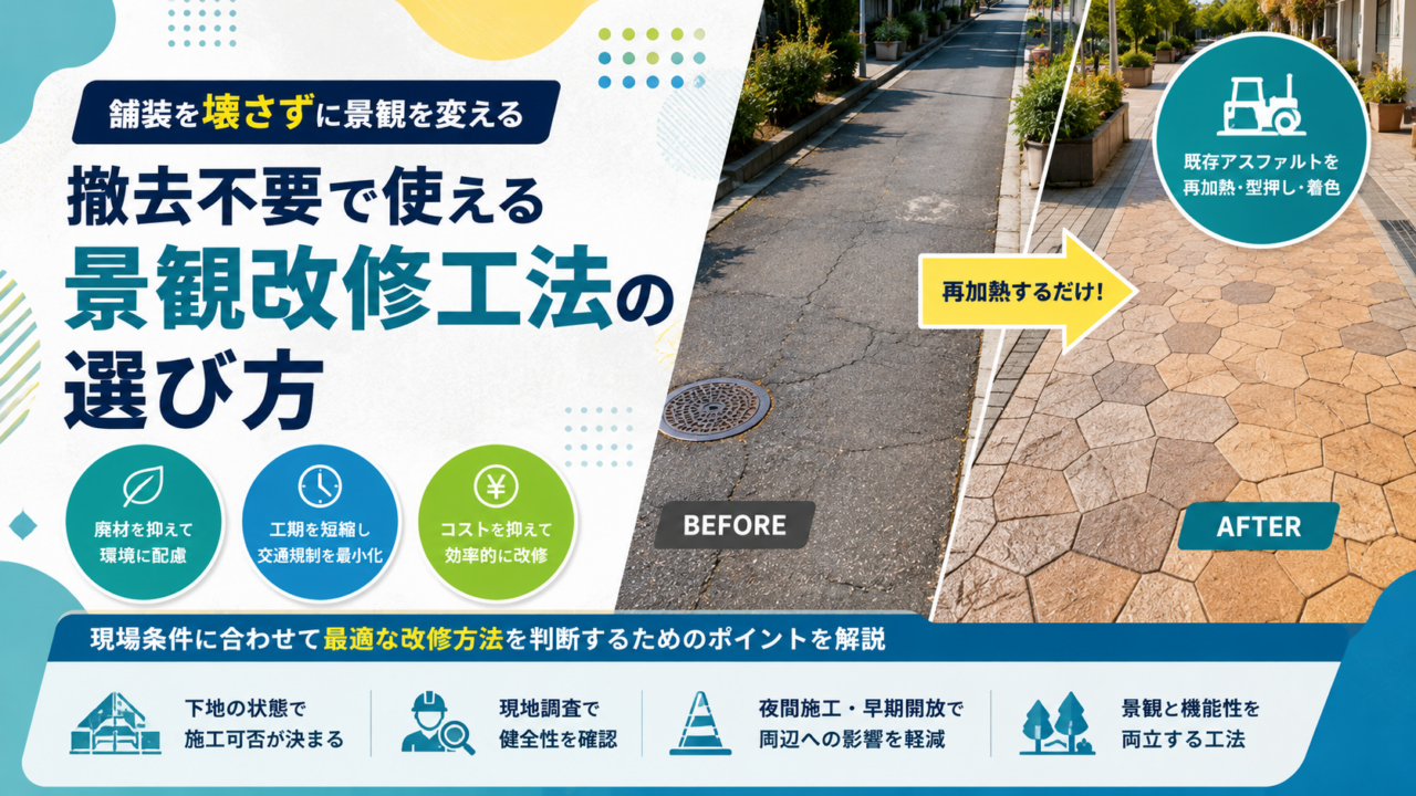 舗装を壊さずに景観を変える｜撤去不要で使える景観改修工法の選び方