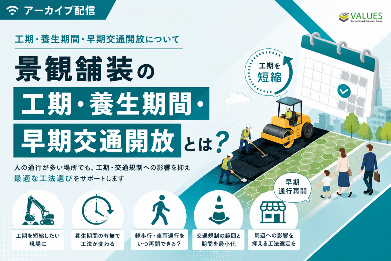 景観舗装の工期・養生期間・早期交通開放について