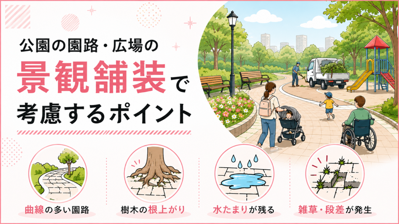 公園の園路・広場の景観舗装に考慮するポイントと工法